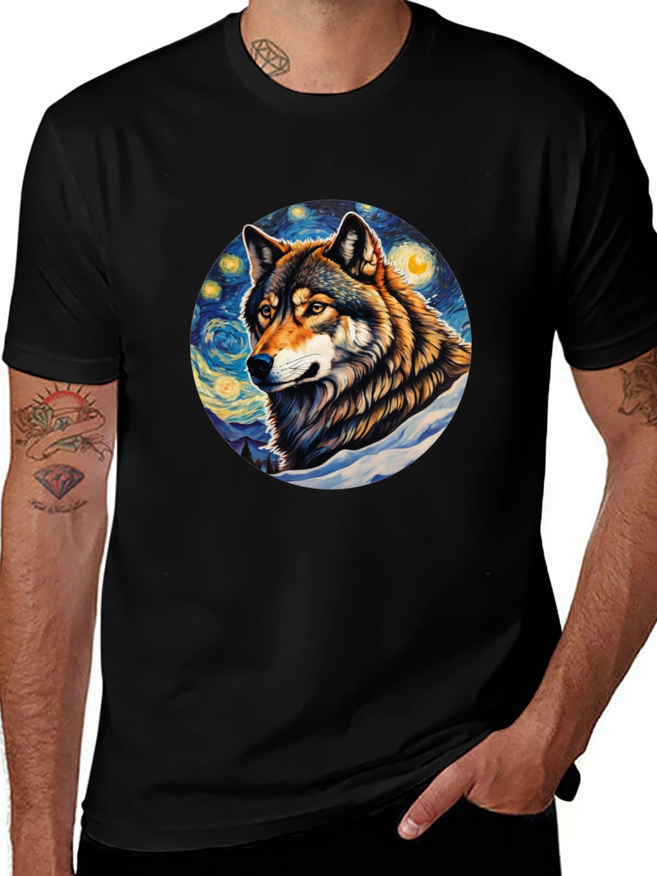 Wolf Starry Night T-Shirt