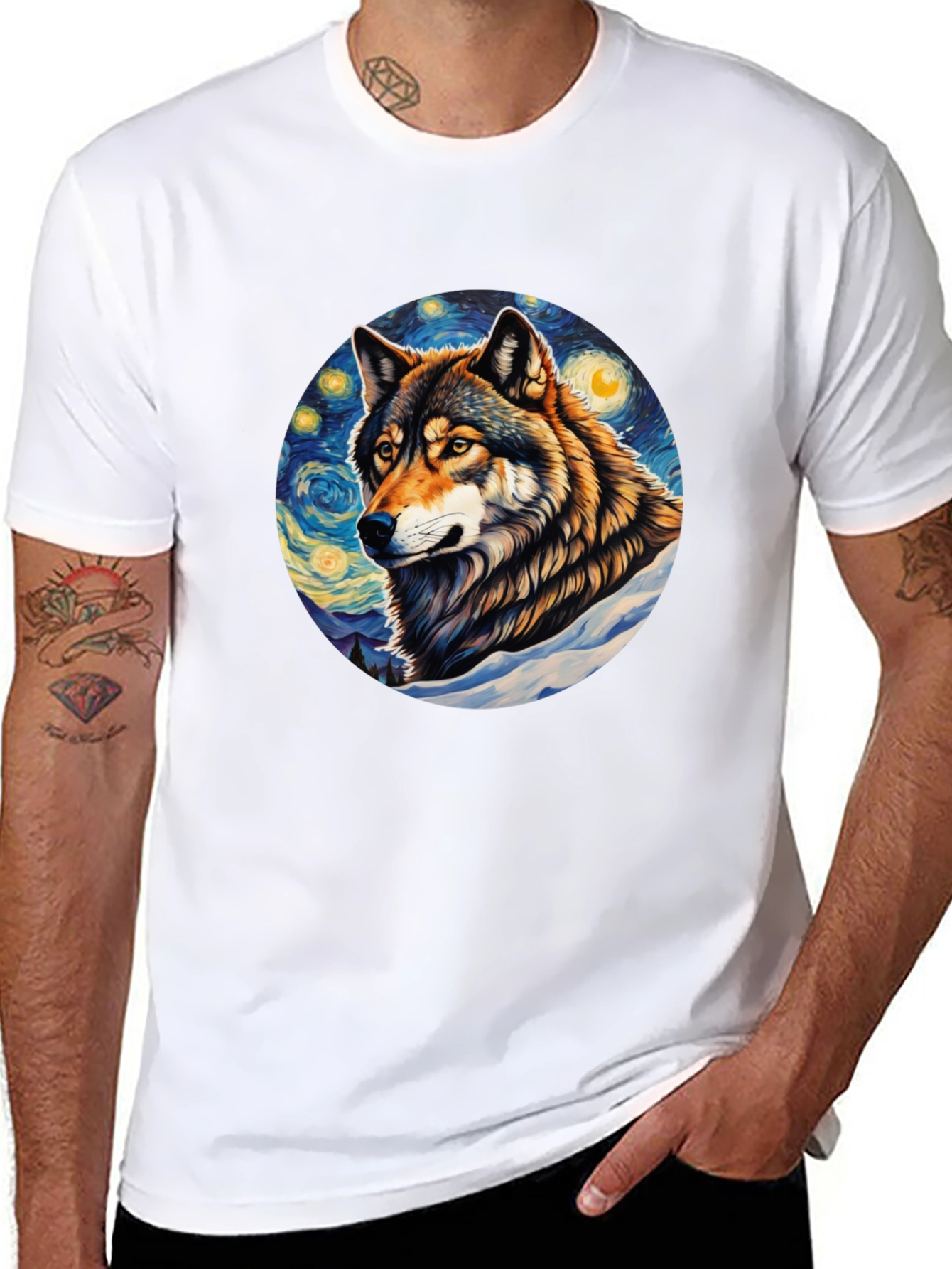 Wolf Starry Night T-Shirt