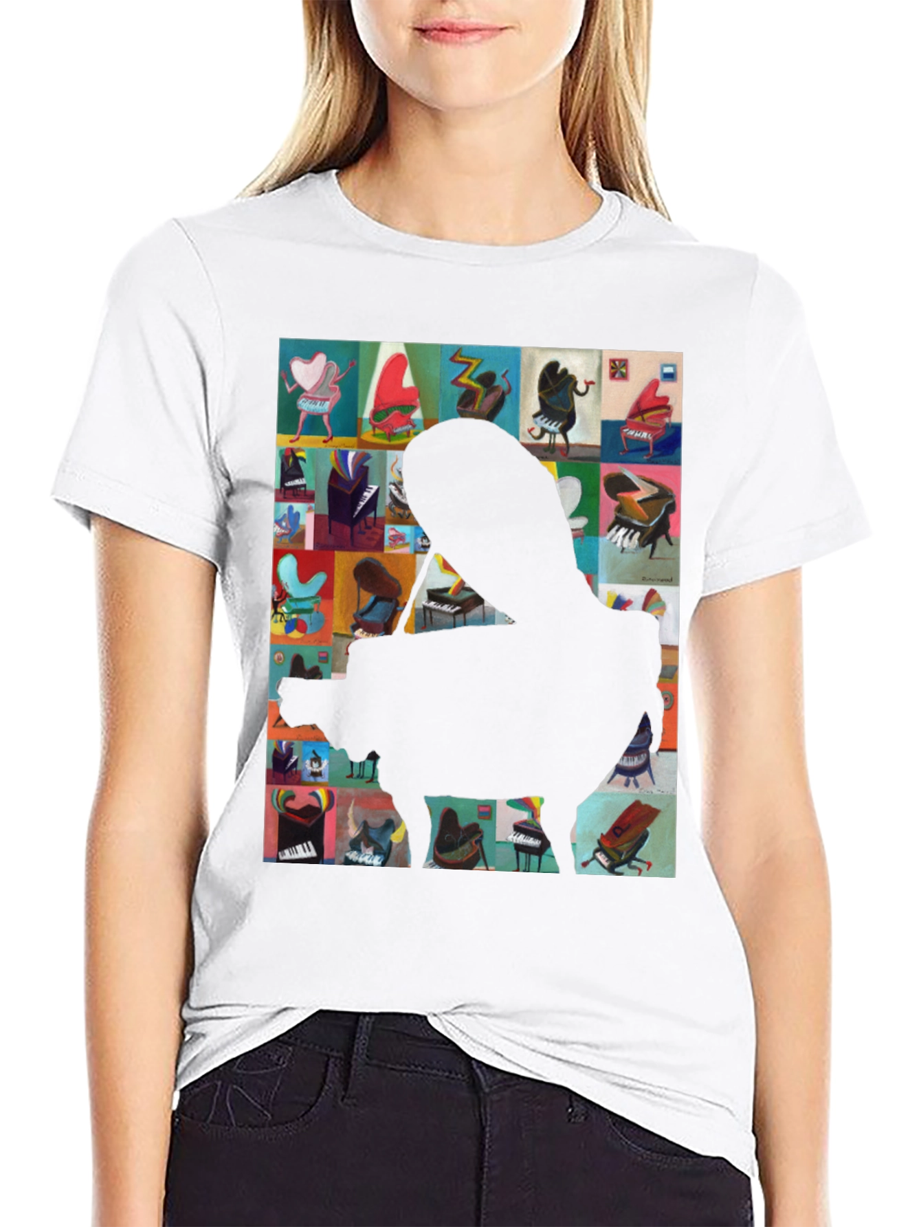 Piano Art Graphic Tee - Music Lover T-Shirt