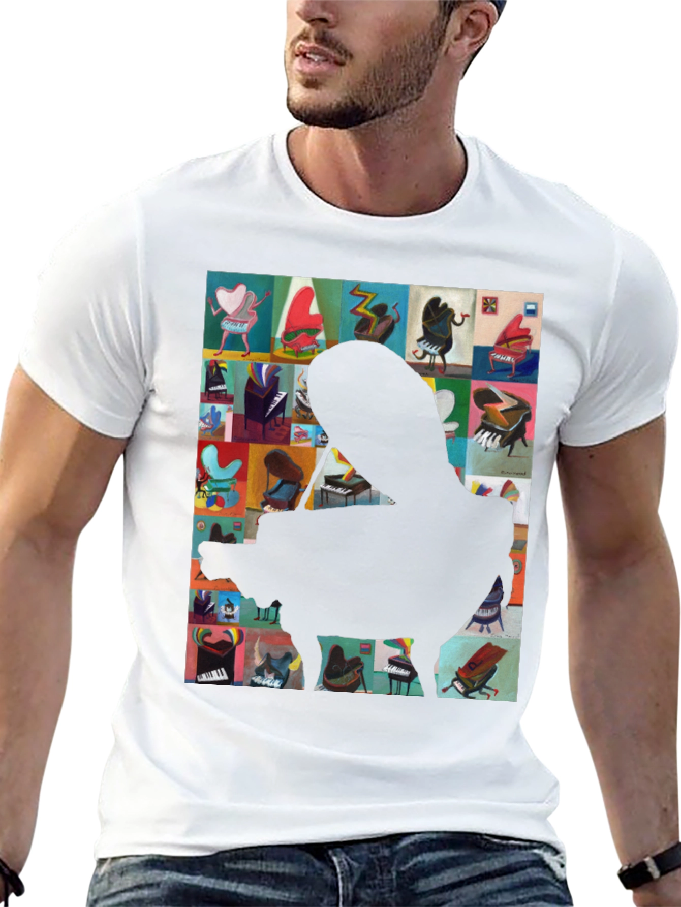 Piano Art Graphic Tee - Music Lover T-Shirt