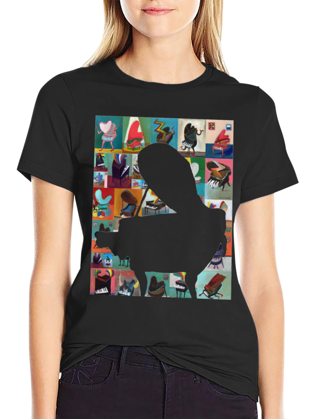 Piano Art Graphic Tee - Music Lover T-Shirt