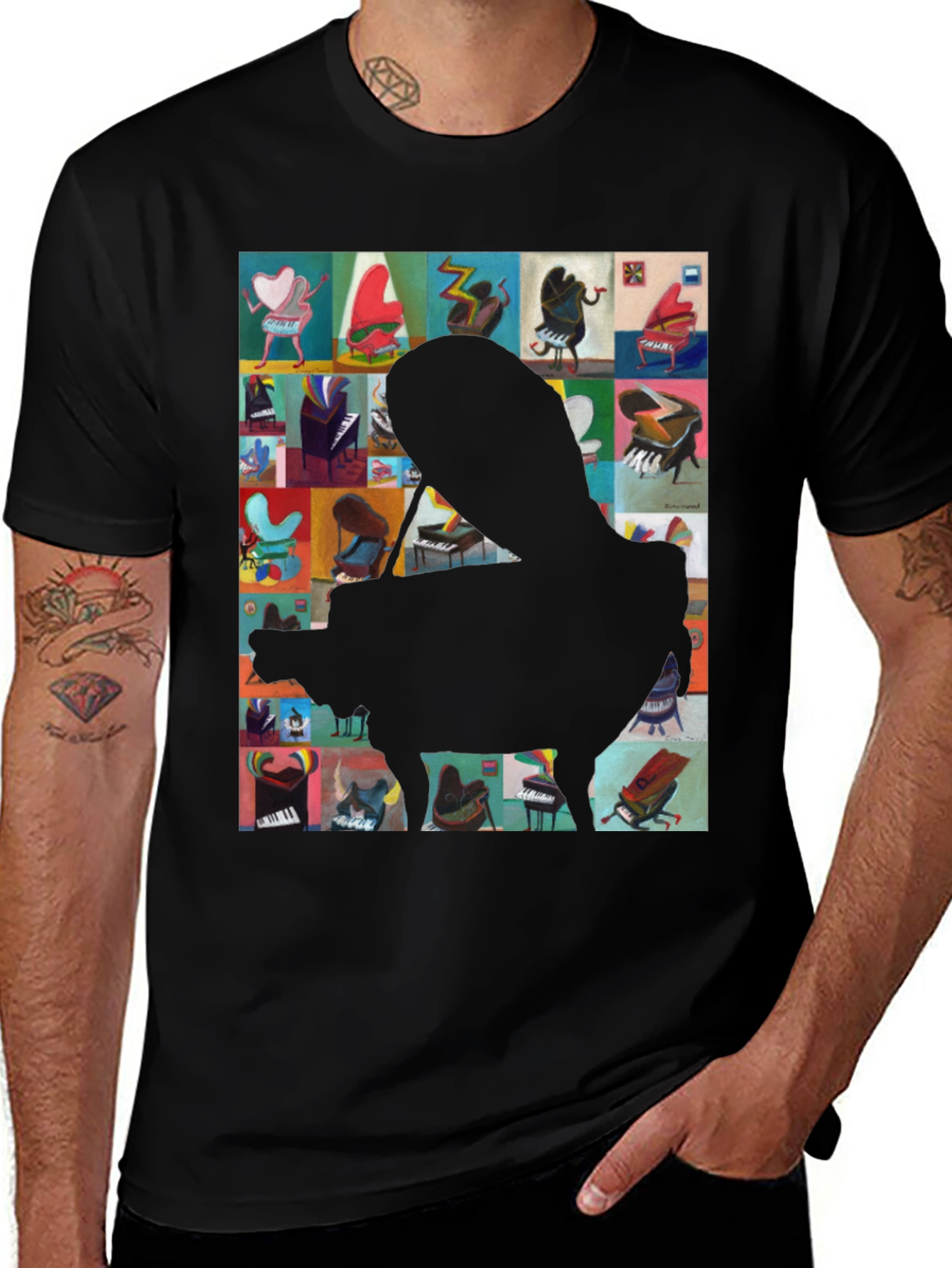 Piano Art Graphic Tee - Music Lover T-Shirt