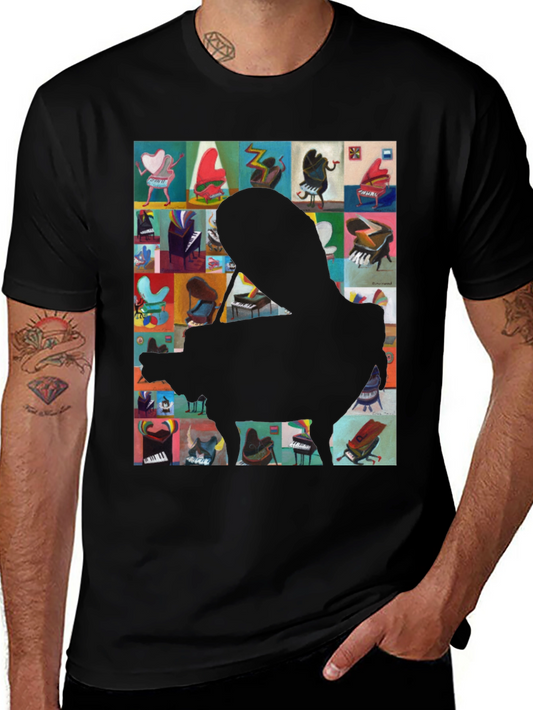 Piano Art Graphic Tee - Music Lover T-Shirt