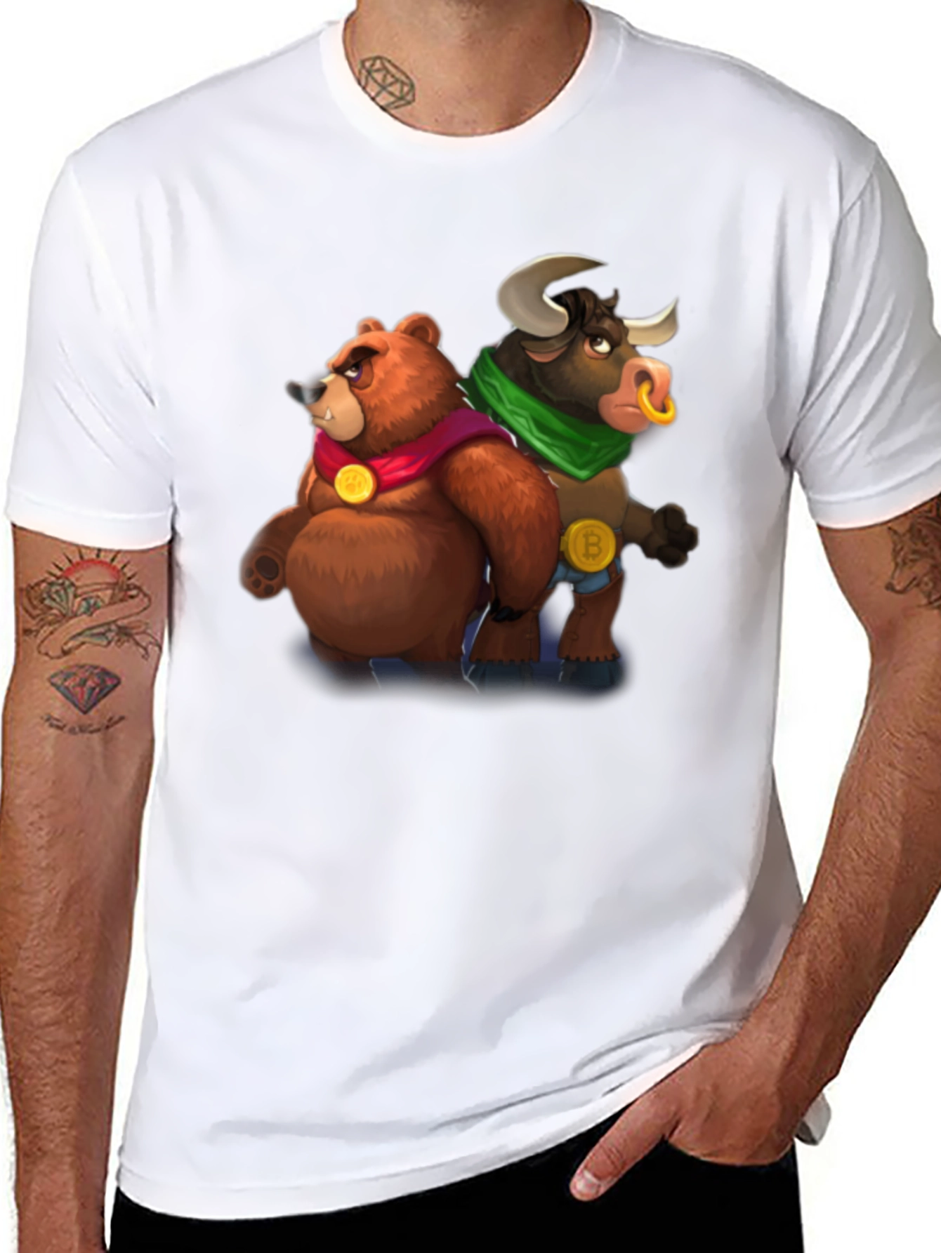 Bear & Bull Crypto T-Shirt - Black