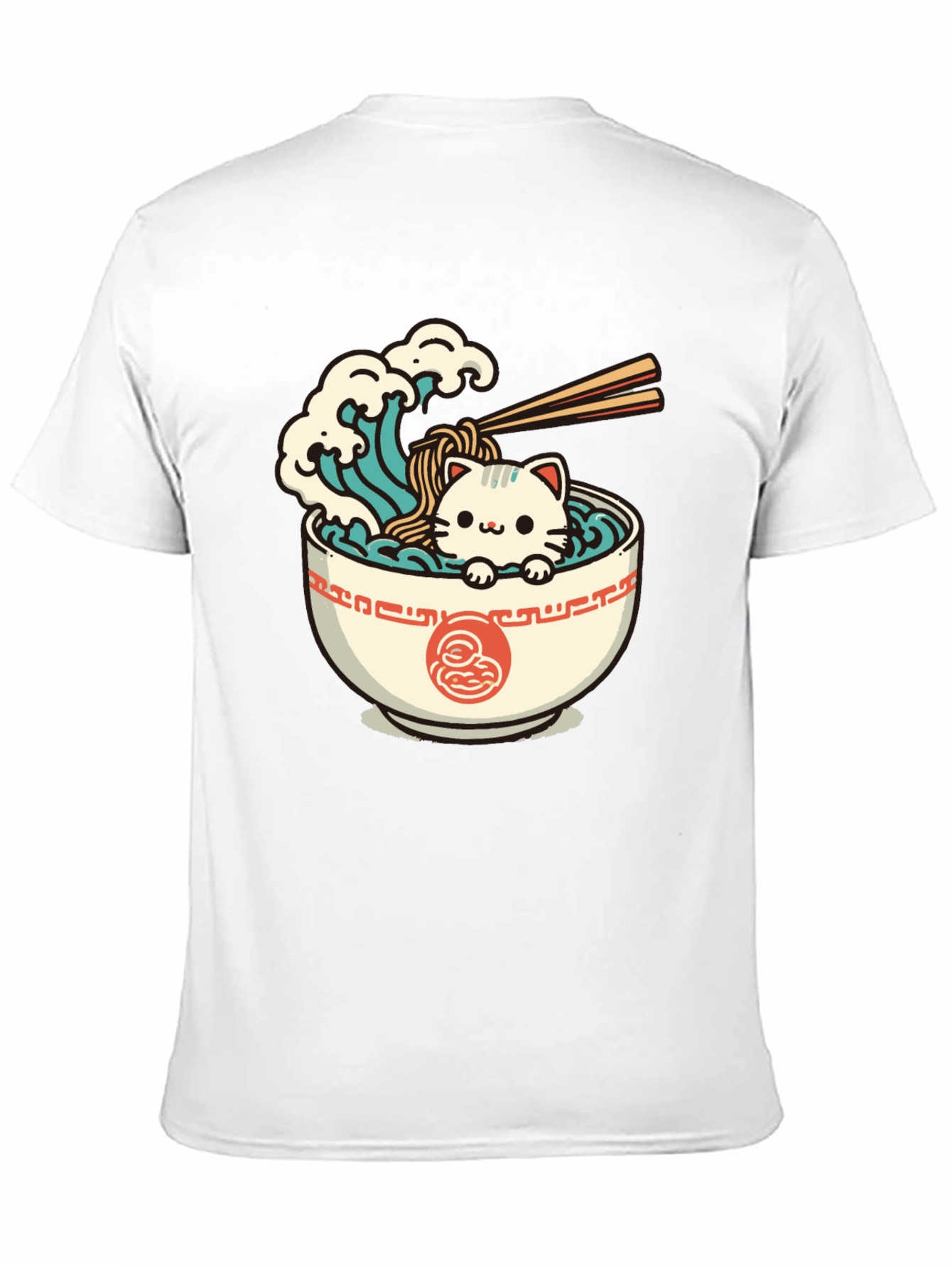 Cute Ramen Cat Graphic Tee - Unisex Black T-Shirt