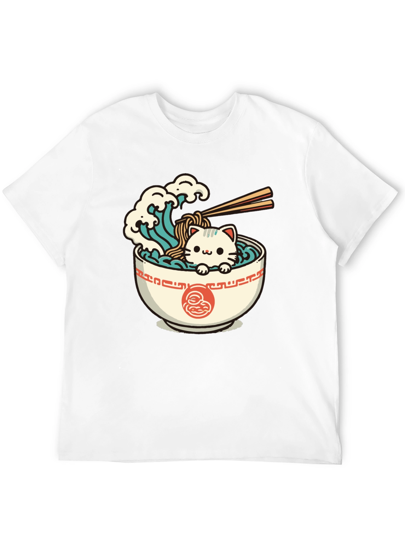 Cute Ramen Cat Graphic Tee - Unisex Black T-Shirt