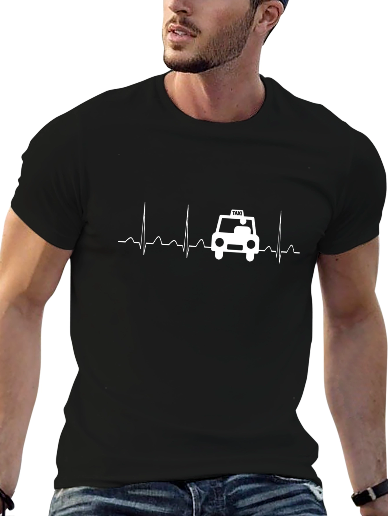 Taxi Heartbeat T-Shirt - Black Graphic Tee