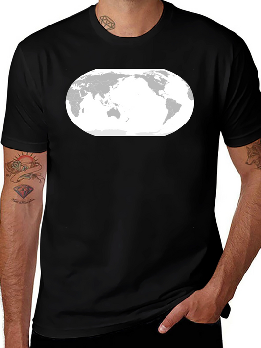 World Map Graphic Tee - Black Cotton T-Shirt