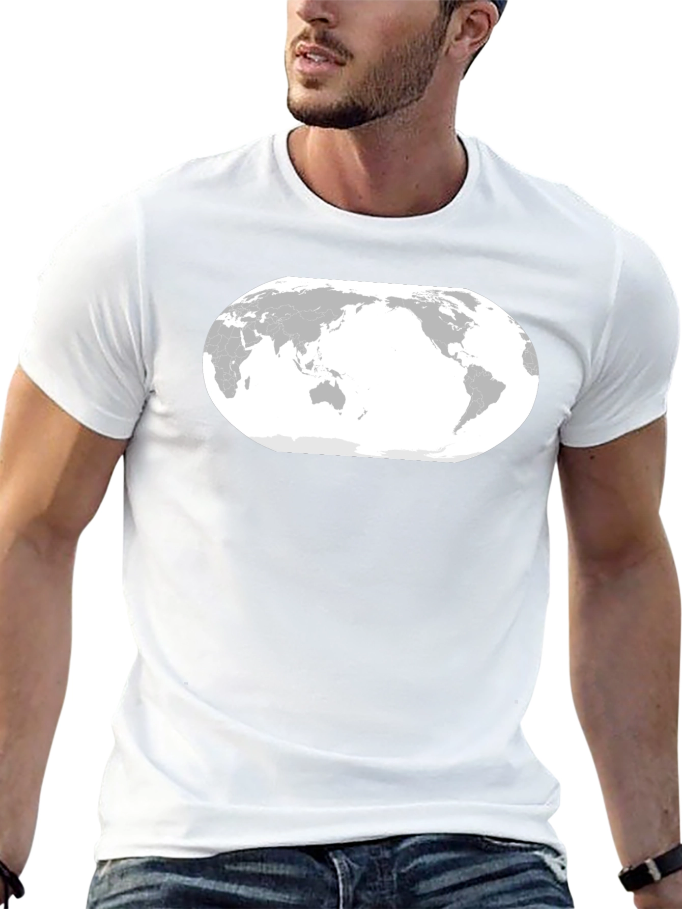 World Map Graphic Tee - Black Cotton T-Shirt