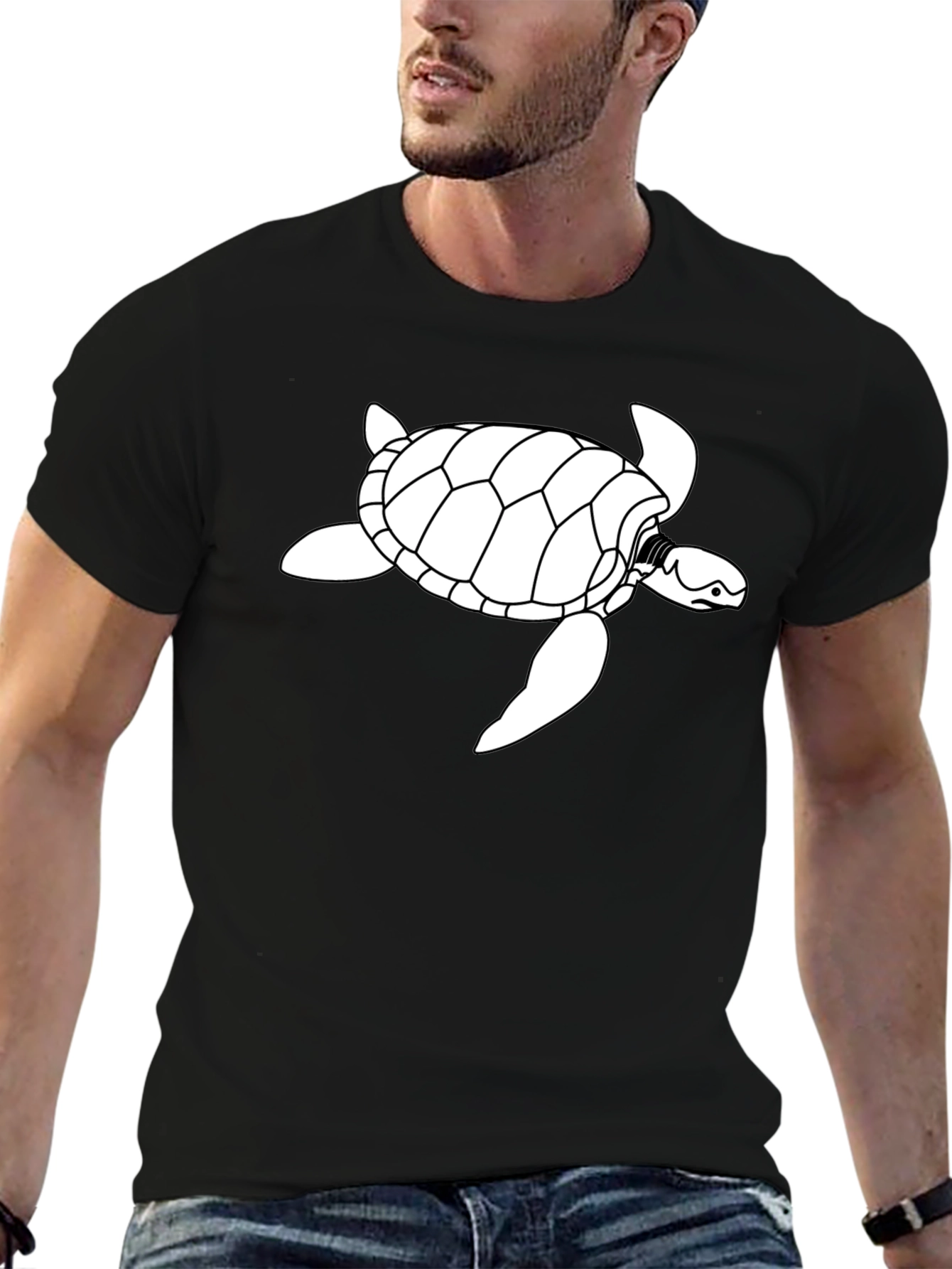 Black Turtle Graphic Tee -  Relaxed Fit Casual Shirt