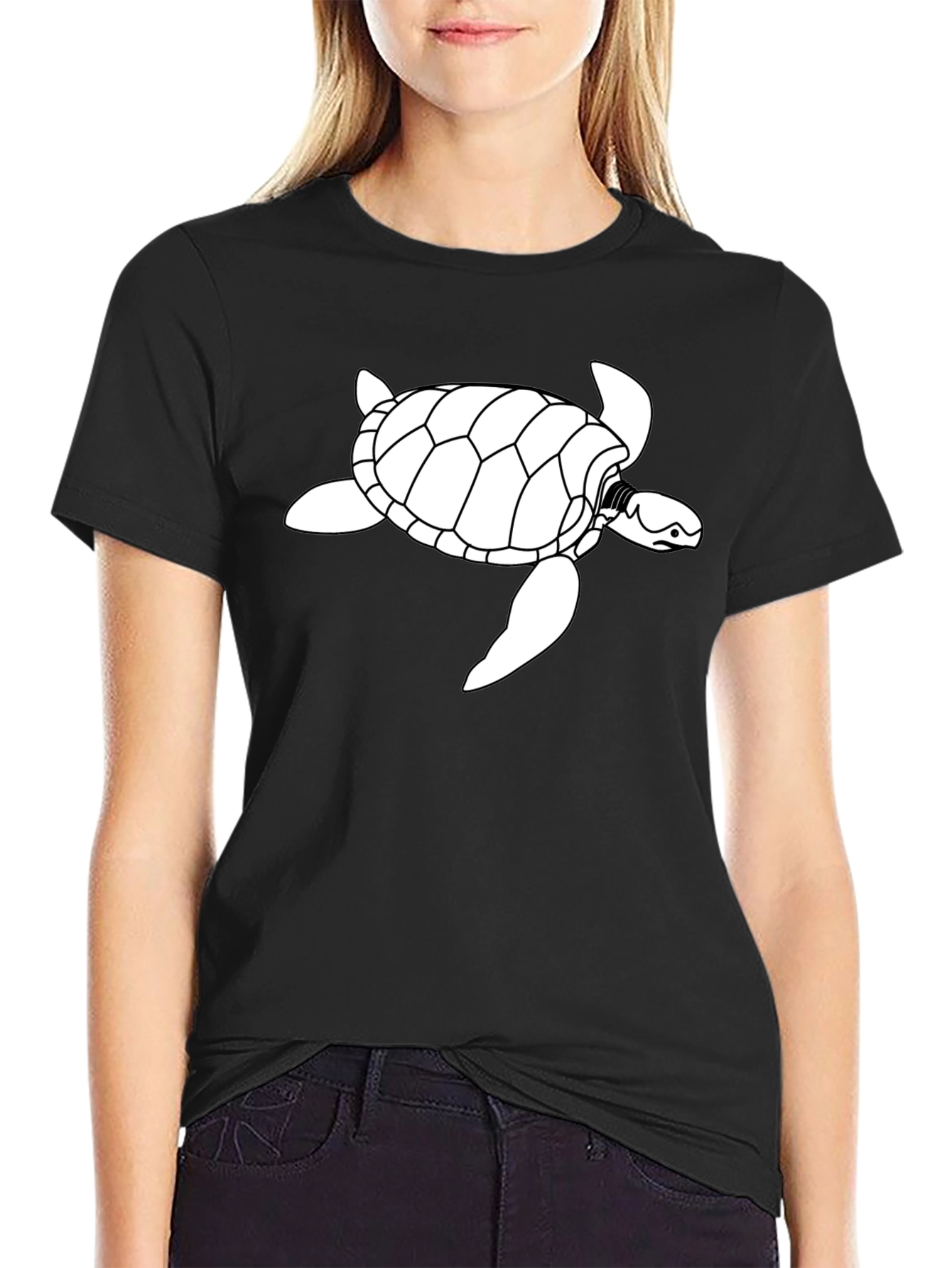 Black Turtle Graphic Tee -  Relaxed Fit Casual Shirt