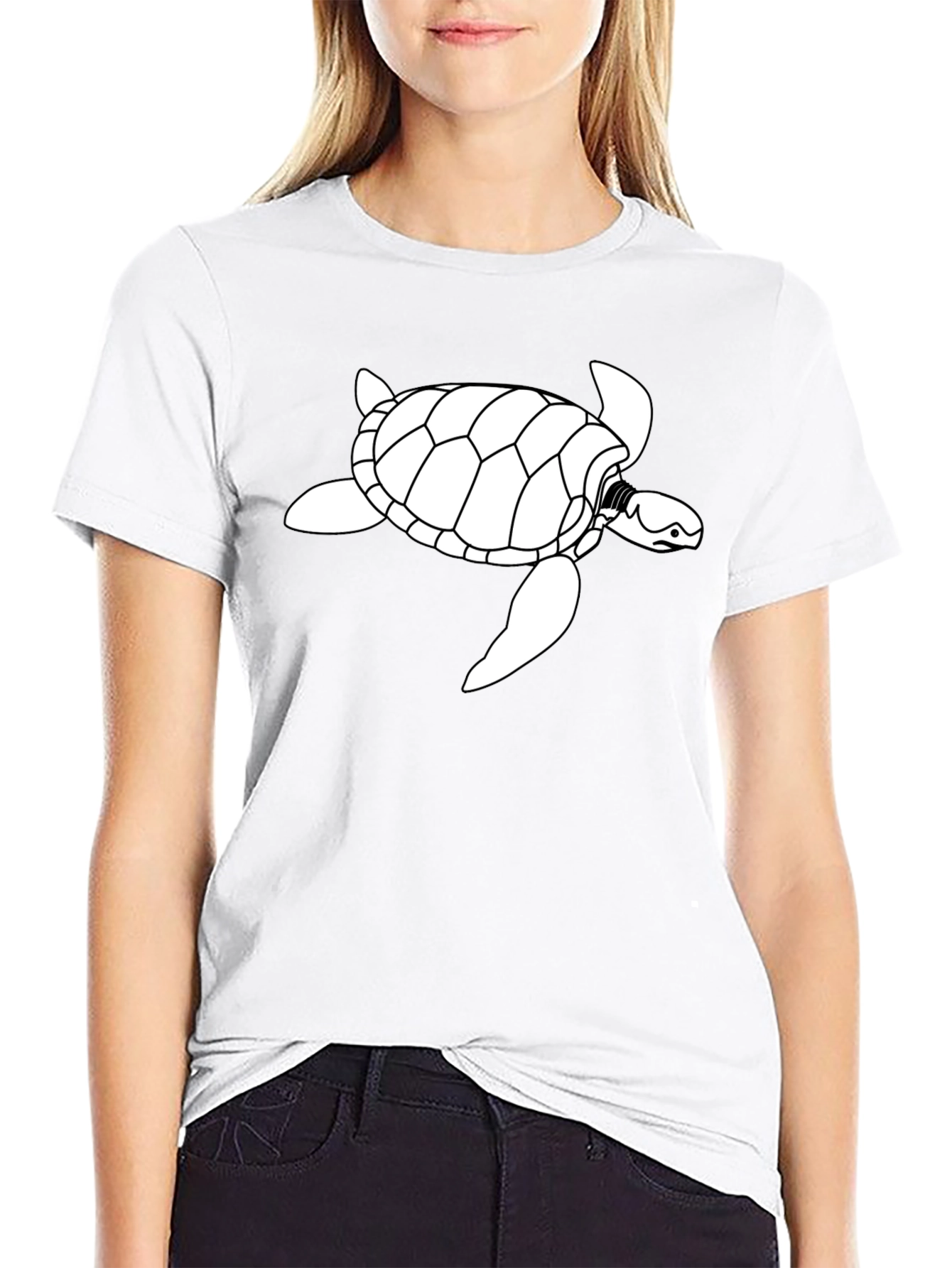 Black Turtle Graphic Tee -  Relaxed Fit Casual Shirt