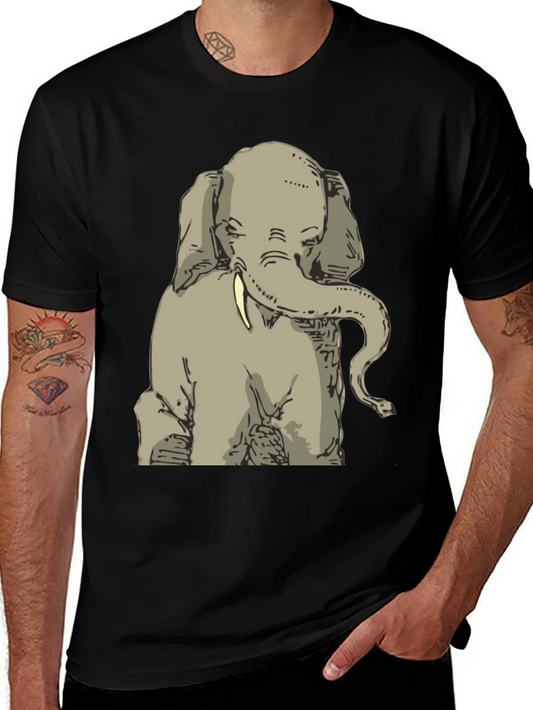 Elephant Graphic Tee - Stylish Mens Black T-Shirt