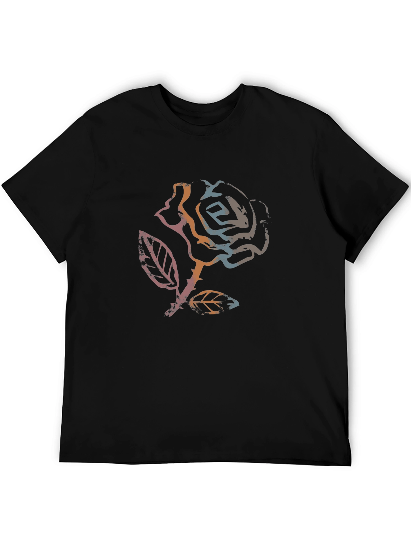 Rose Graphic Black T-Shirt - Stylish Casual Wear