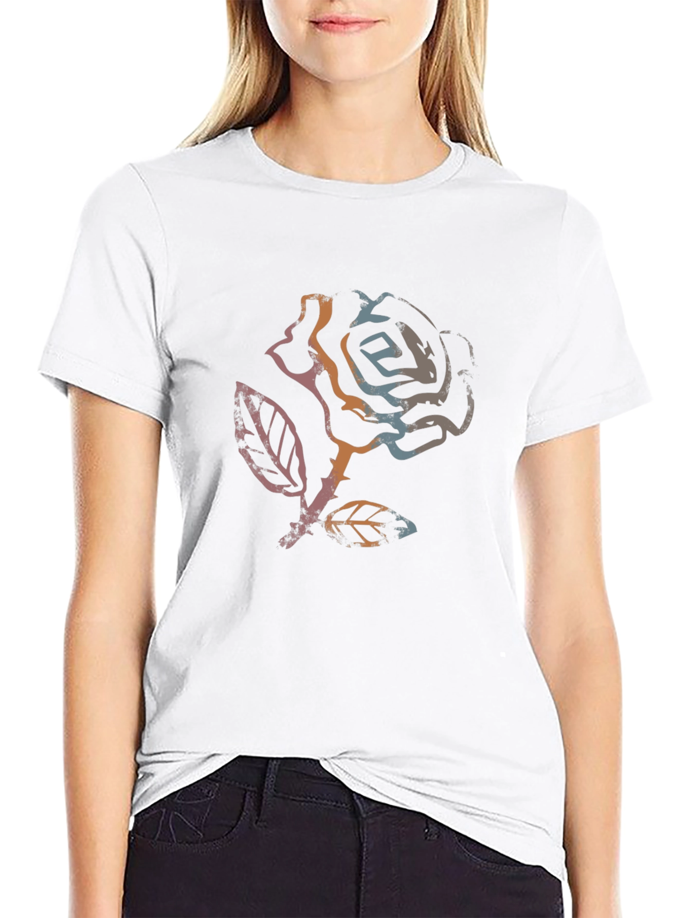 Rose Graphic Black T-Shirt - Stylish Casual Wear
