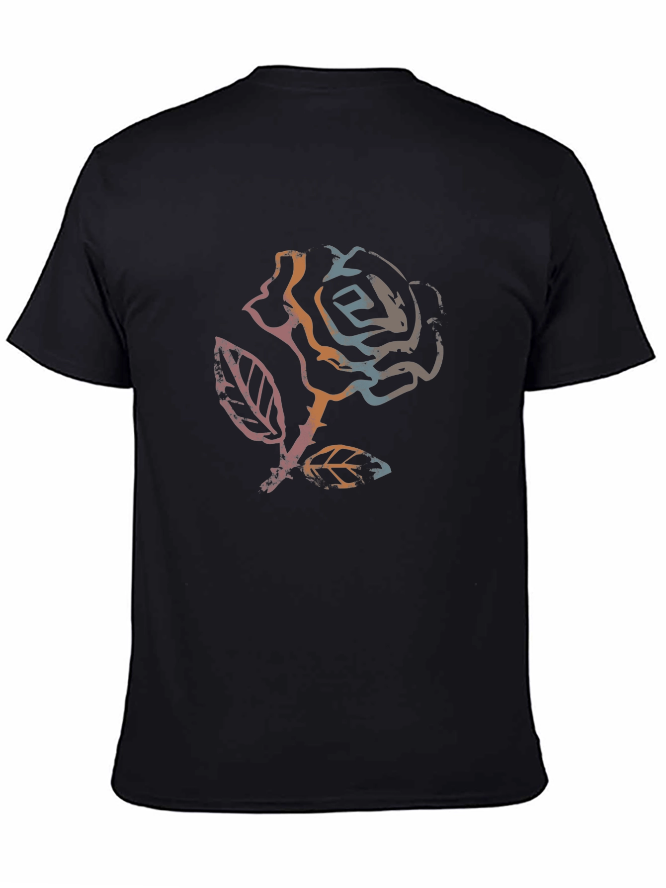 Rose Graphic Black T-Shirt - Stylish Casual Wear