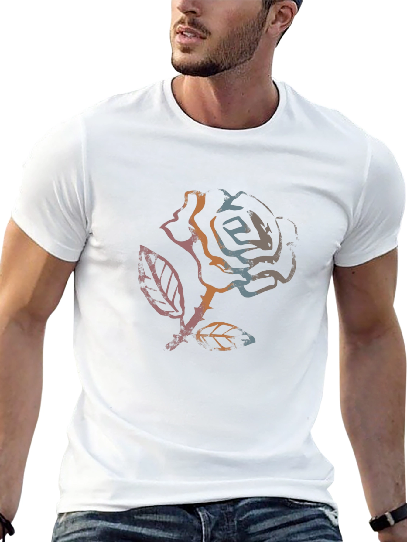 Rose Graphic Black T-Shirt - Stylish Casual Wear