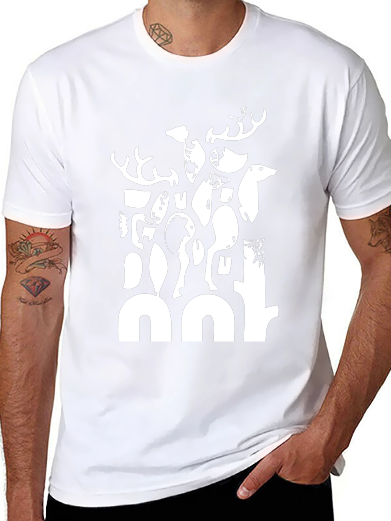 Abstract Deer Black T-Shirt