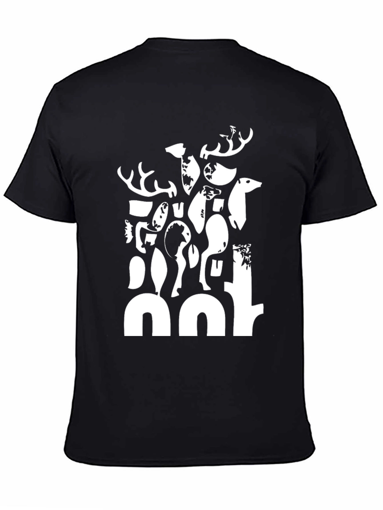 Abstract Deer Black T-Shirt