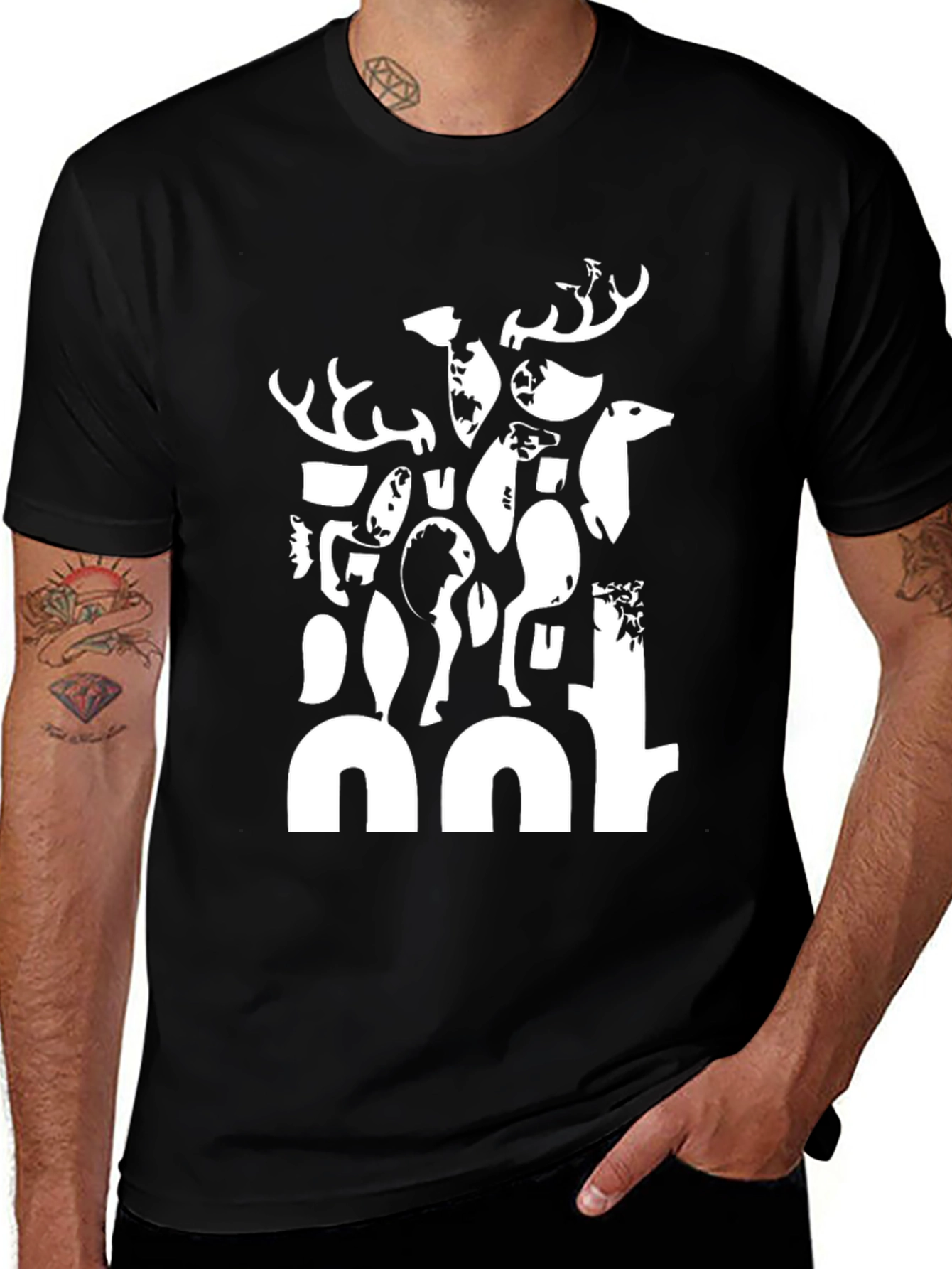 Abstract Deer Black T-Shirt