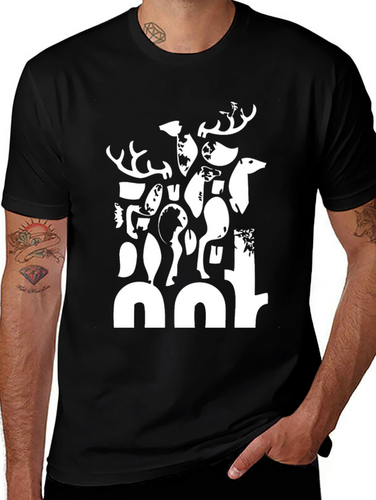 Abstract Deer Black T-Shirt