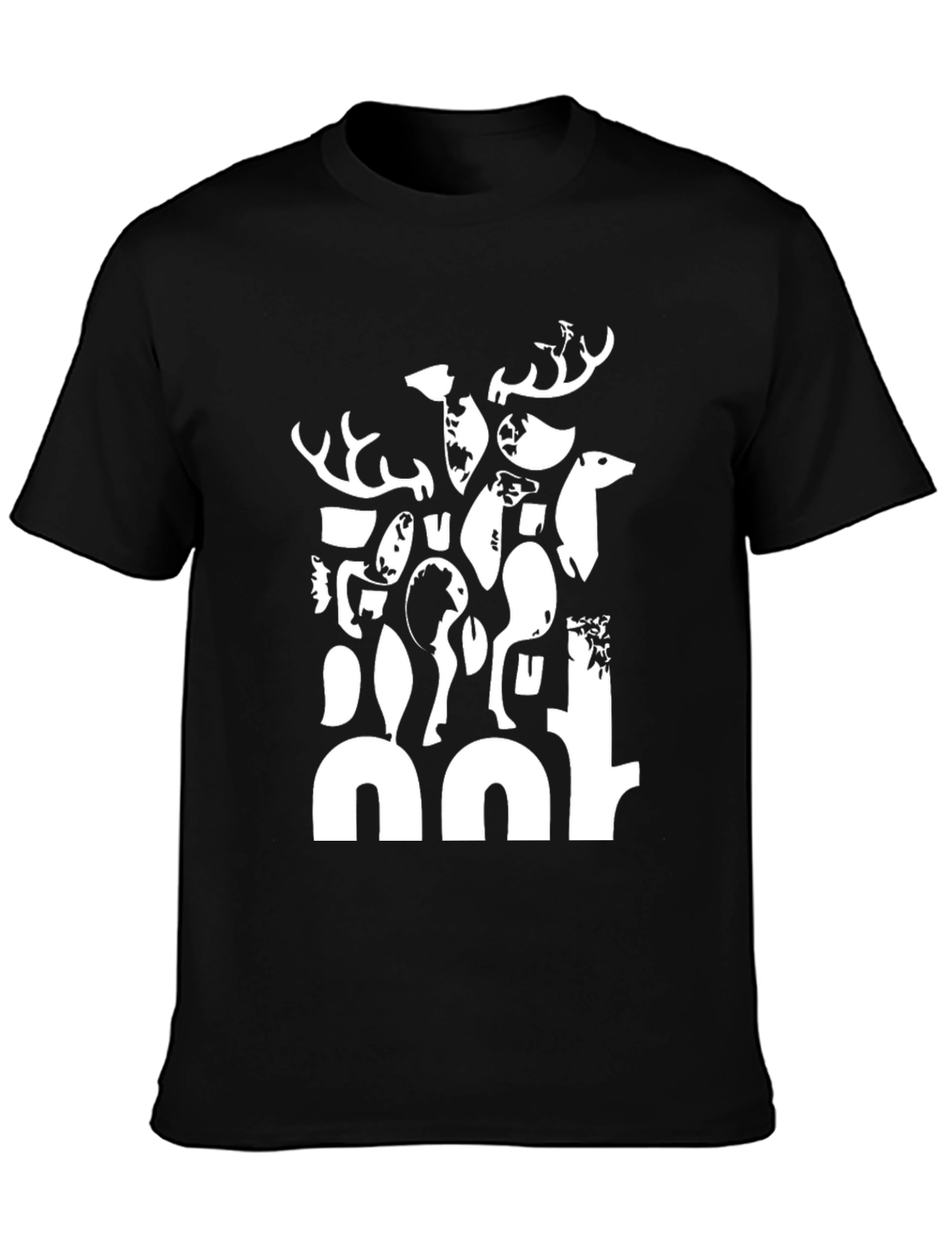 Abstract Deer Black T-Shirt