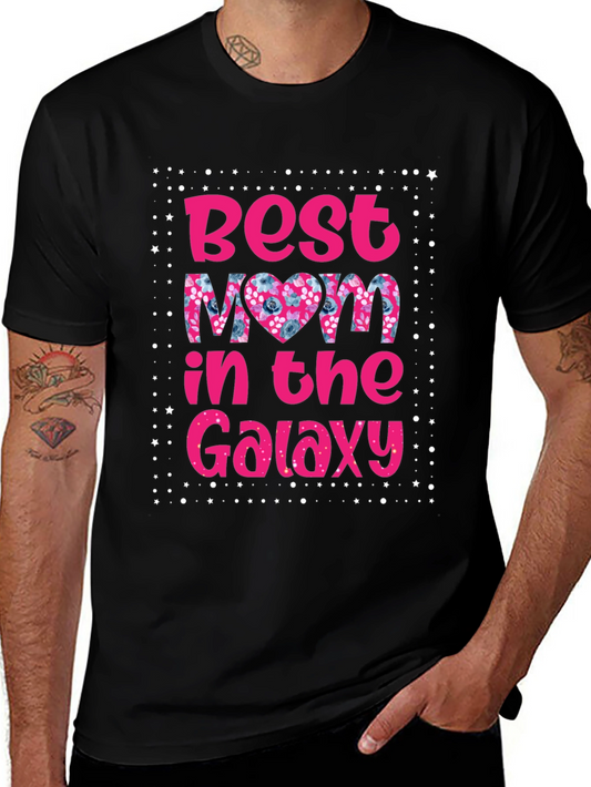 Best Mom in the Galaxy T-Shirt - Floral Heart Design