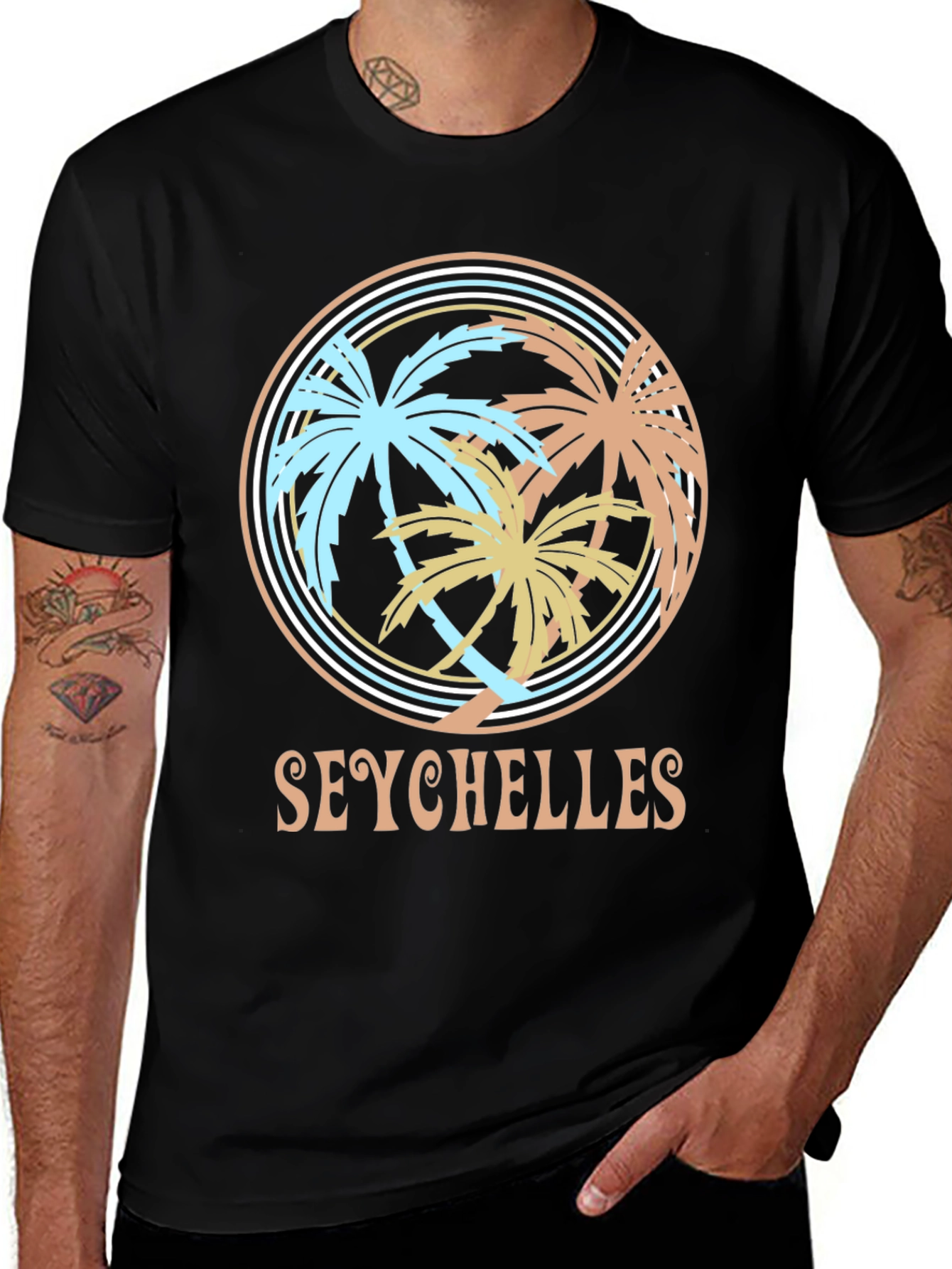 Seychelles Palm Tree Graphic Tee - Island Vibes