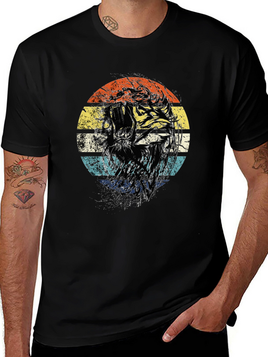 Retro Tiger Graphic Tee - Unisex Black T-Shirt
