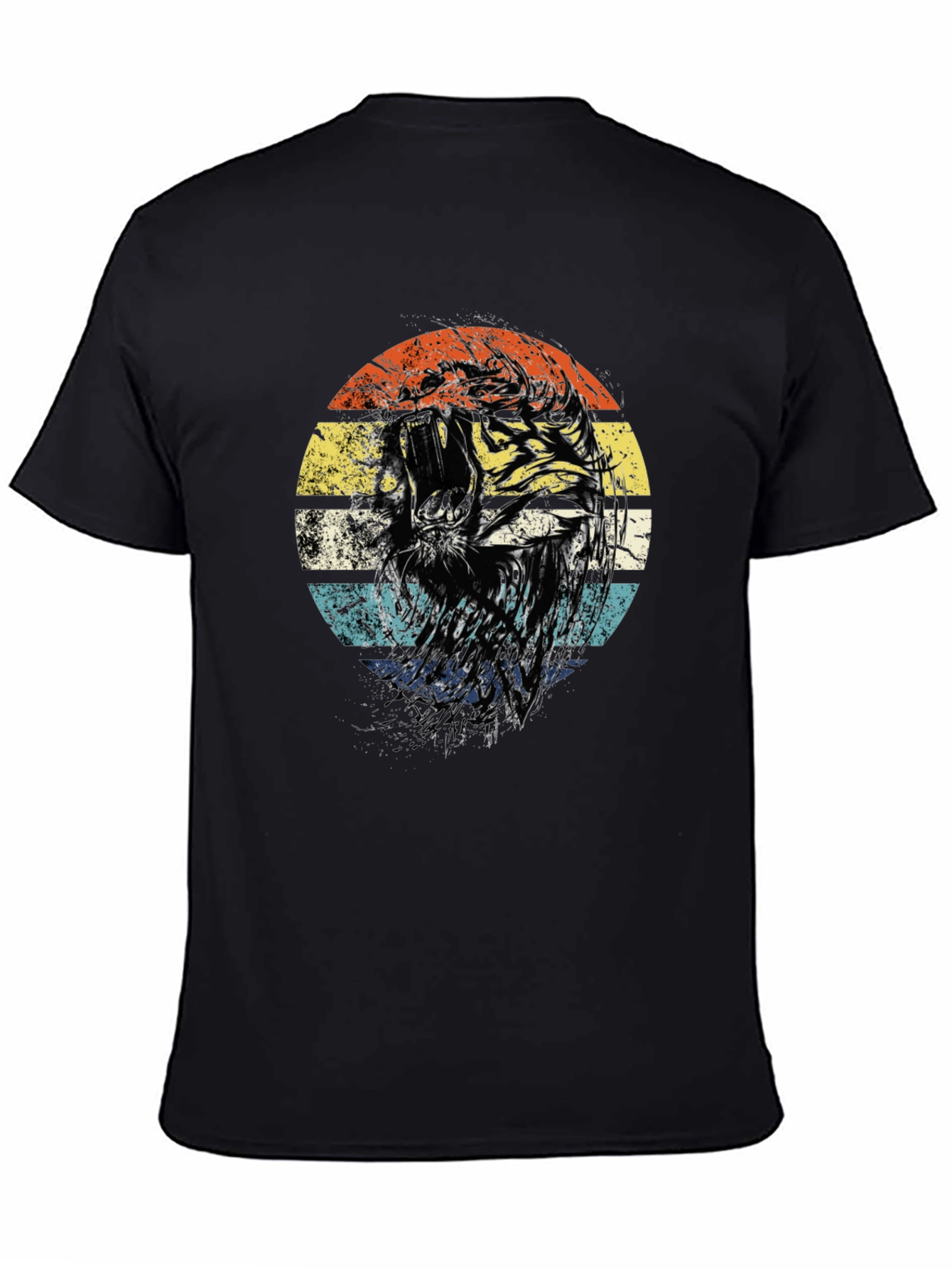 Retro Tiger Graphic Tee - Unisex Black T-Shirt