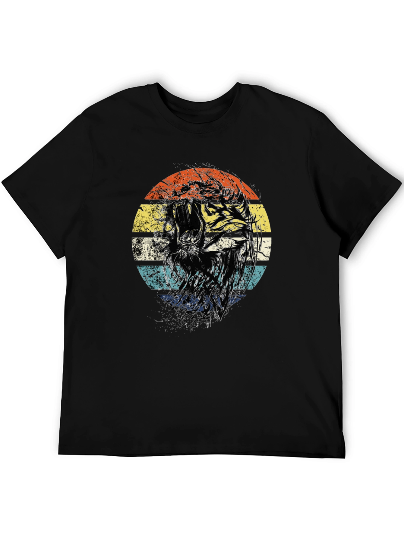 Retro Tiger Graphic Tee - Unisex Black T-Shirt