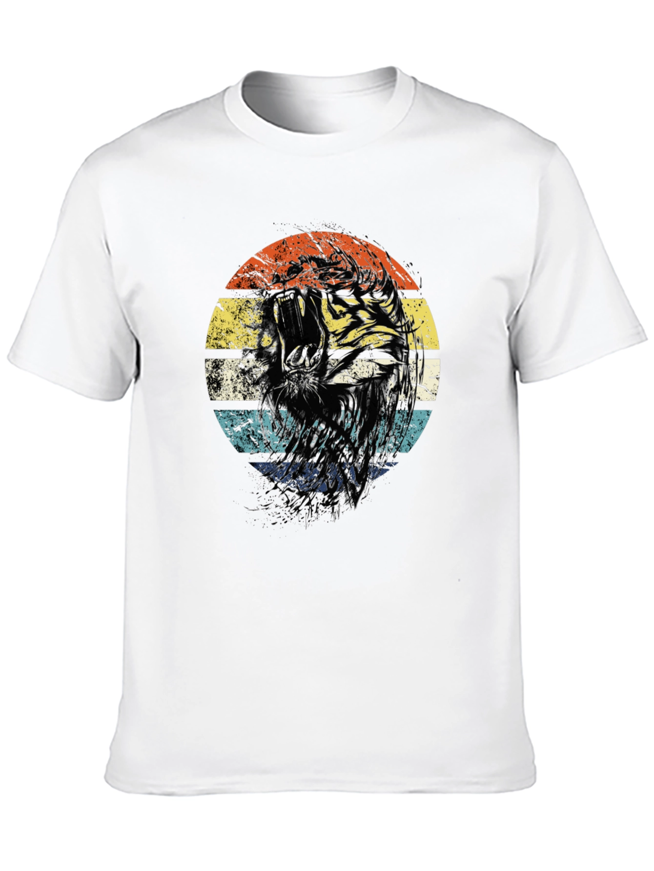 Retro Tiger Graphic Tee - Unisex Black T-Shirt