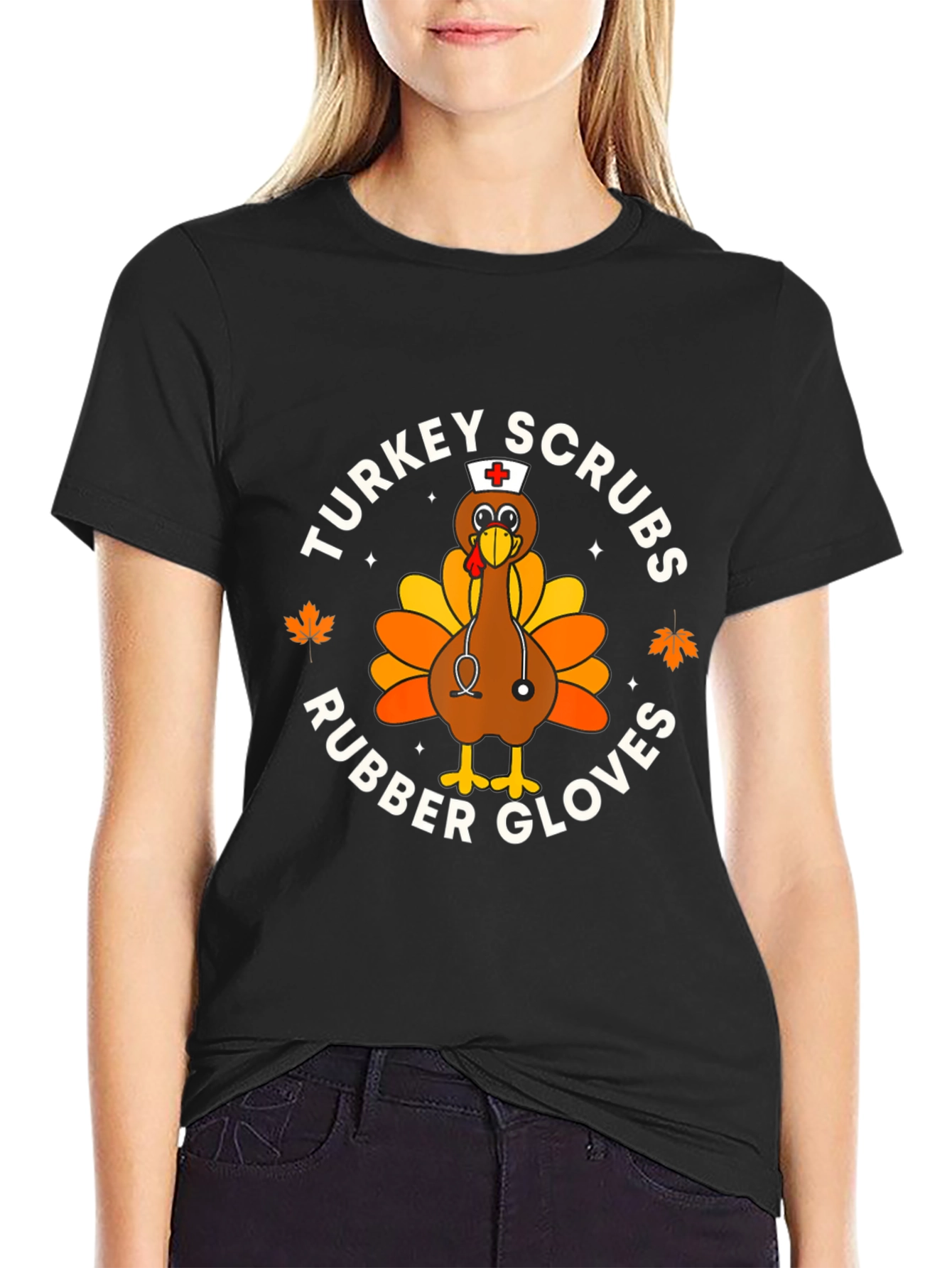 Turkey Scrubs Rubber Gloves Black Graphic Tee