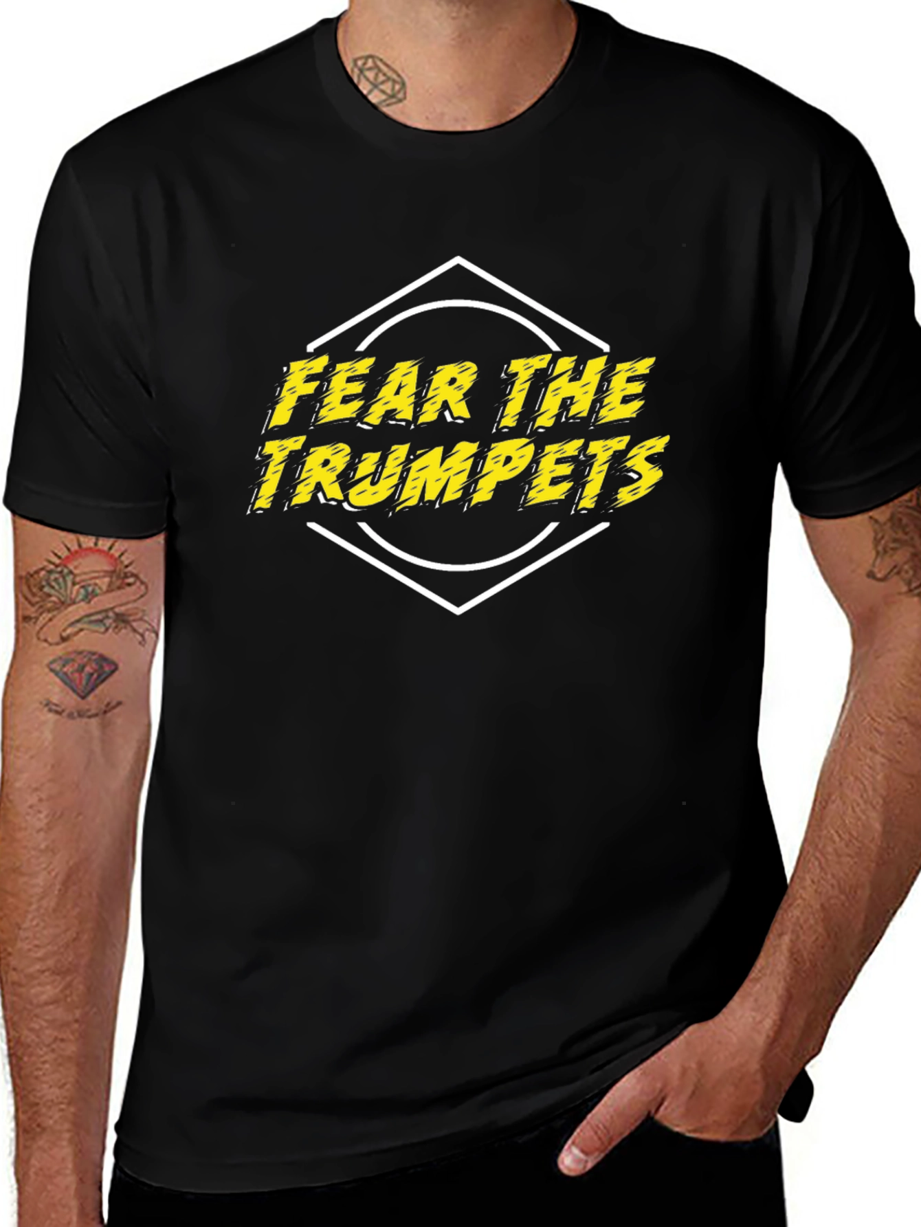 Fear the Trumpets Graphic Tee - Black Crew Neck