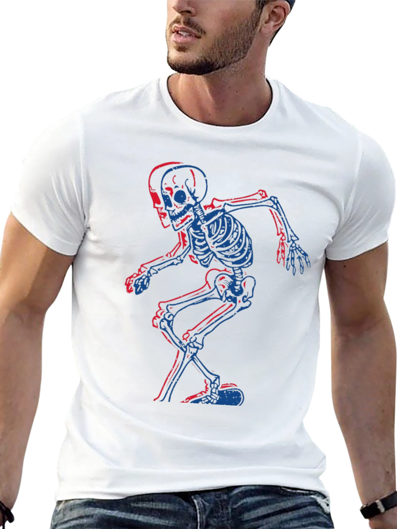 Skeleton Graphic Tee - Black Cotton T-Shirt