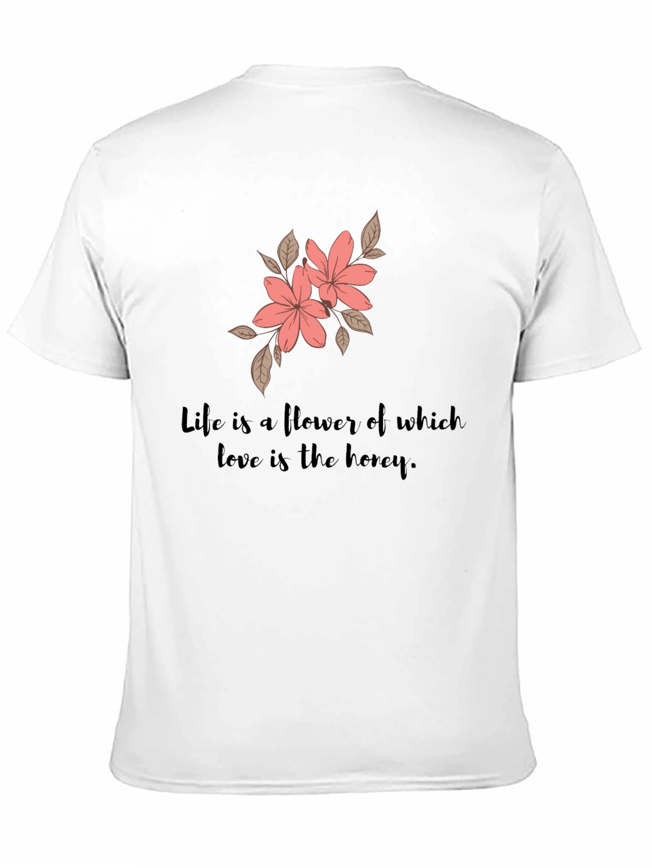 Floral Life Quote Black T-Shirt