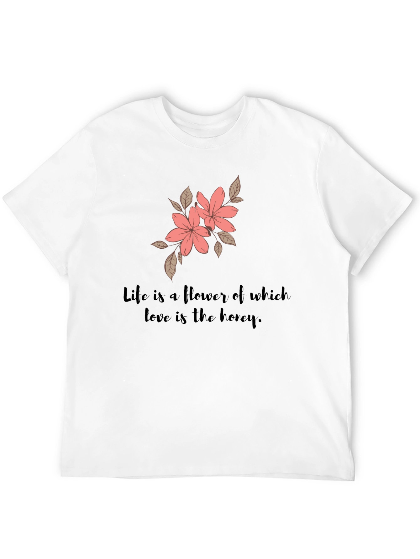 Floral Life Quote Black T-Shirt