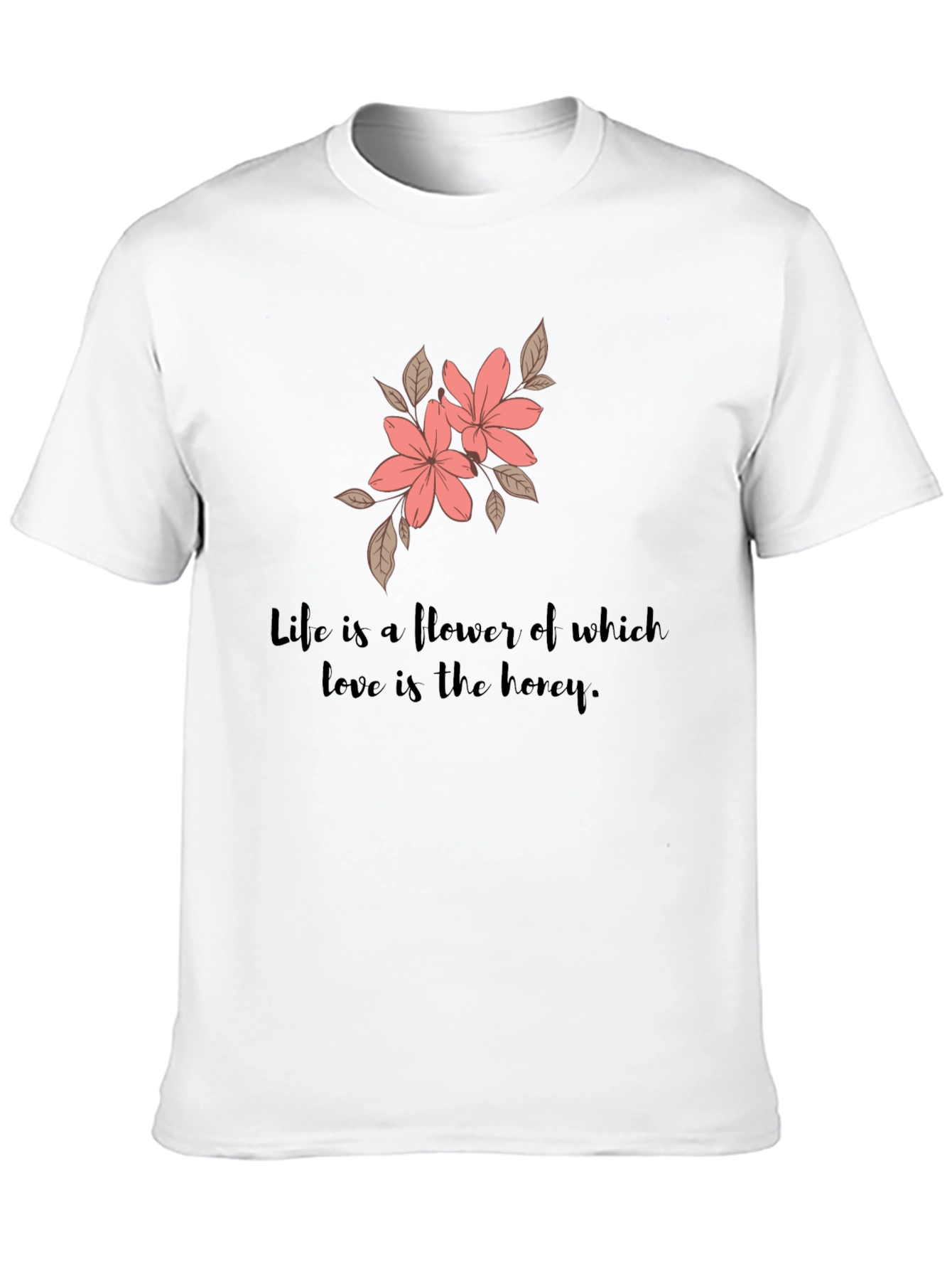 Floral Life Quote Black T-Shirt