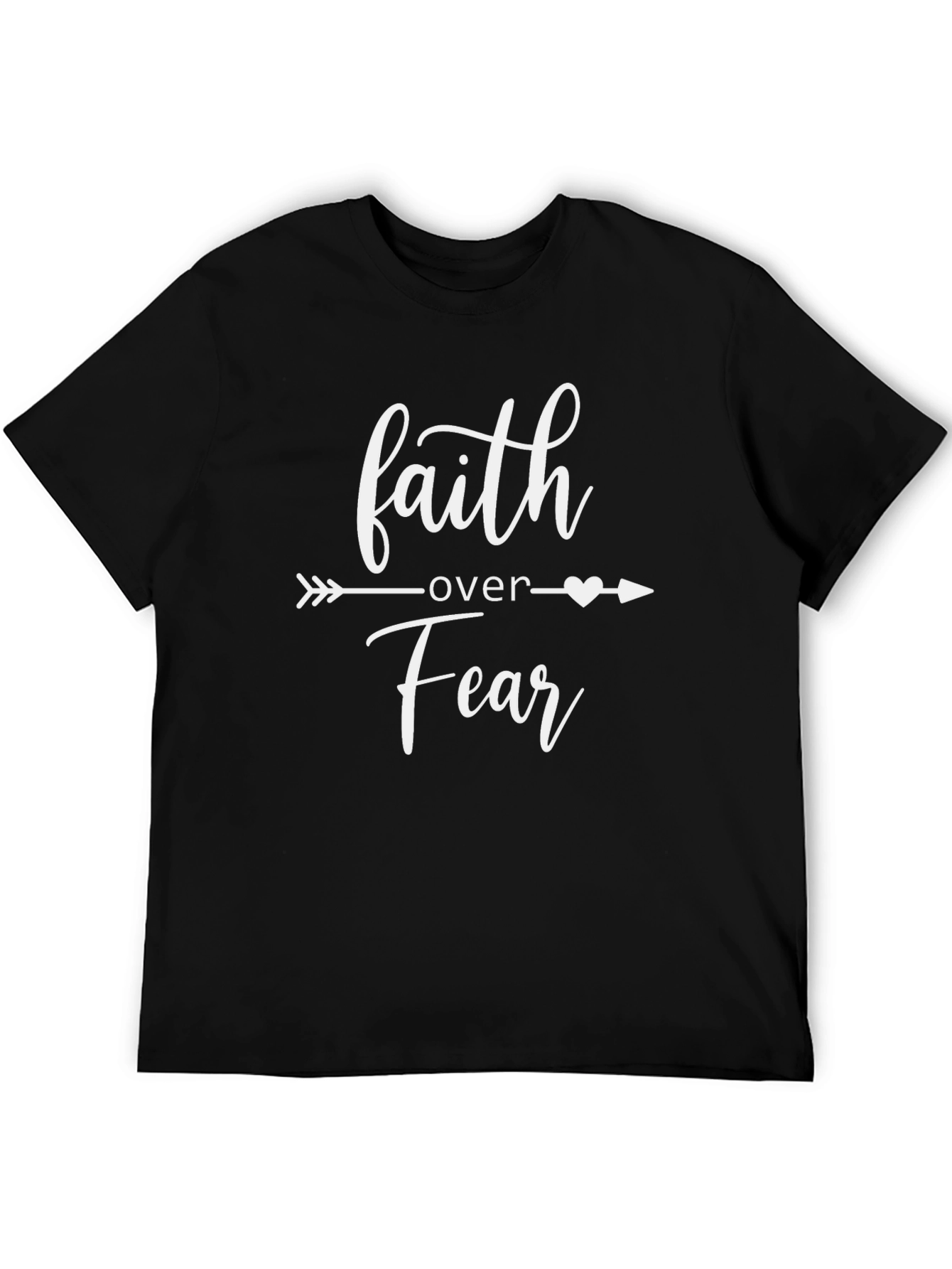 Faith Over Fear Graphic Tee Arrow Design Black Shirt