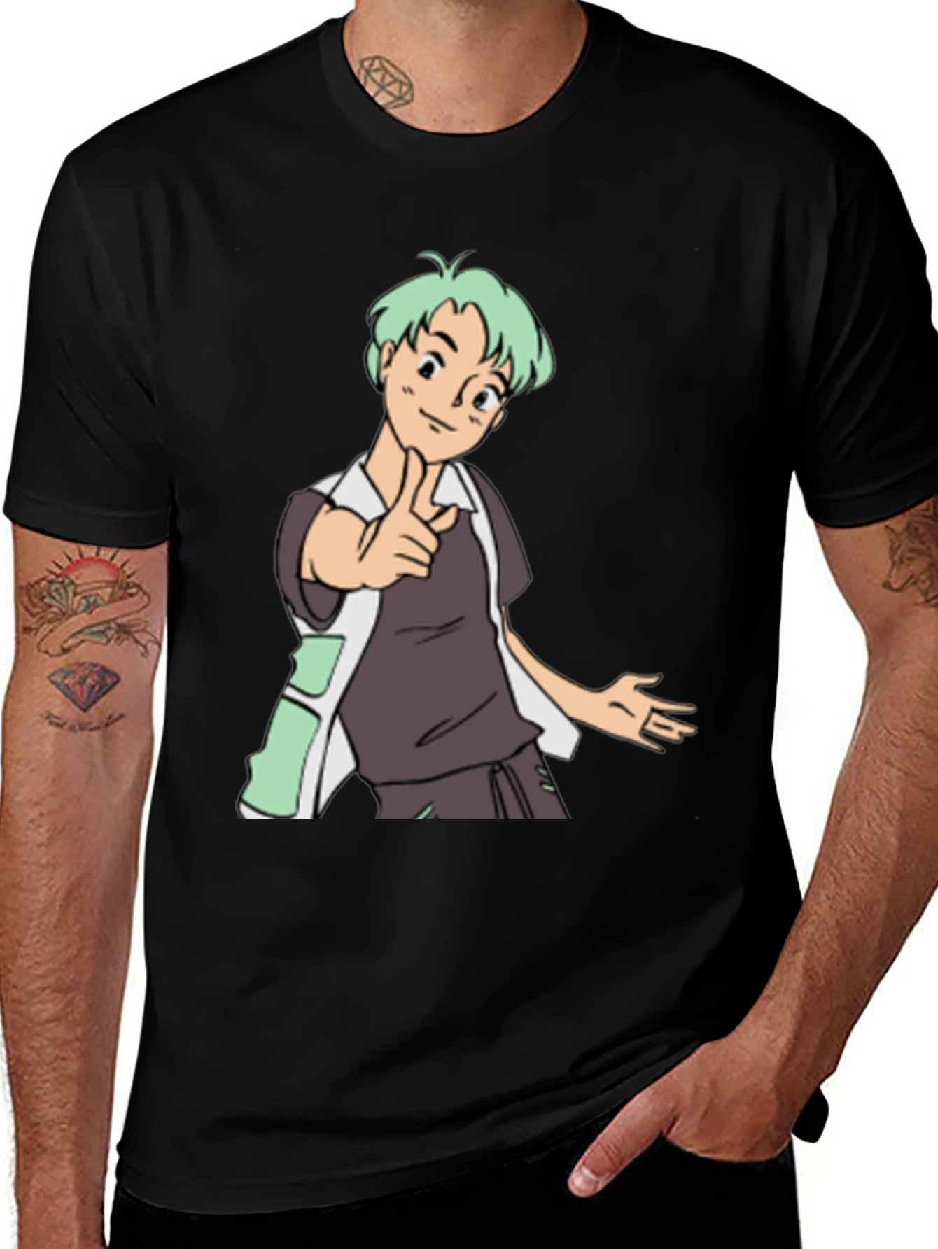 Anime Character Graphic Tee - Black Unisex T-Shirt