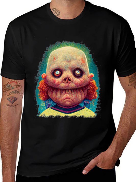 Creepy Doll Graphic Tee - Horror Inspired Design