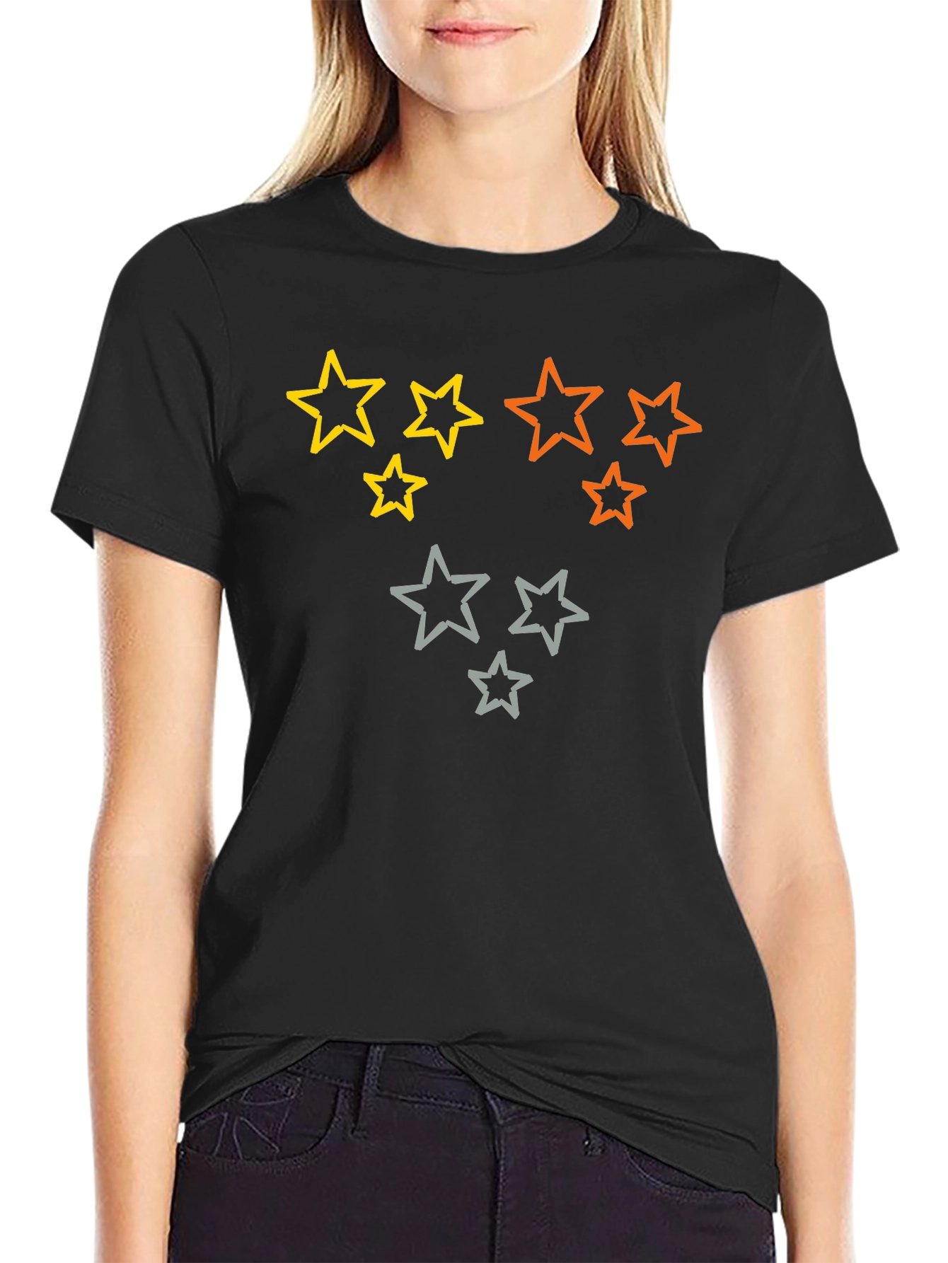 Star Pattern Black T-Shirt