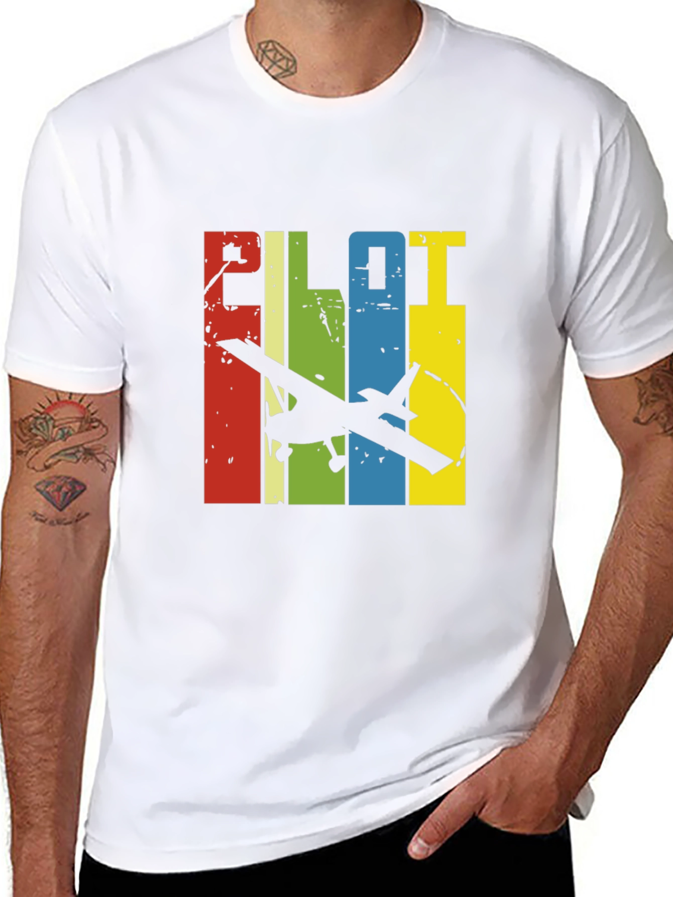 Pilot Airplane Graphic Tee - Retro Design