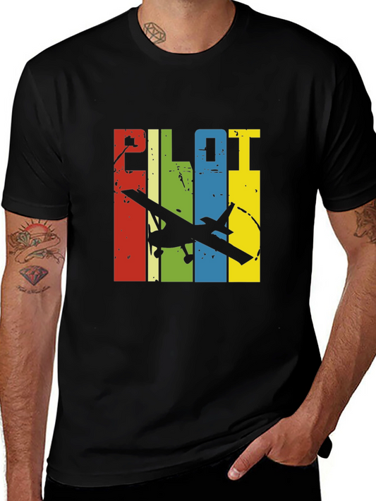 Pilot Airplane Graphic Tee - Retro Design