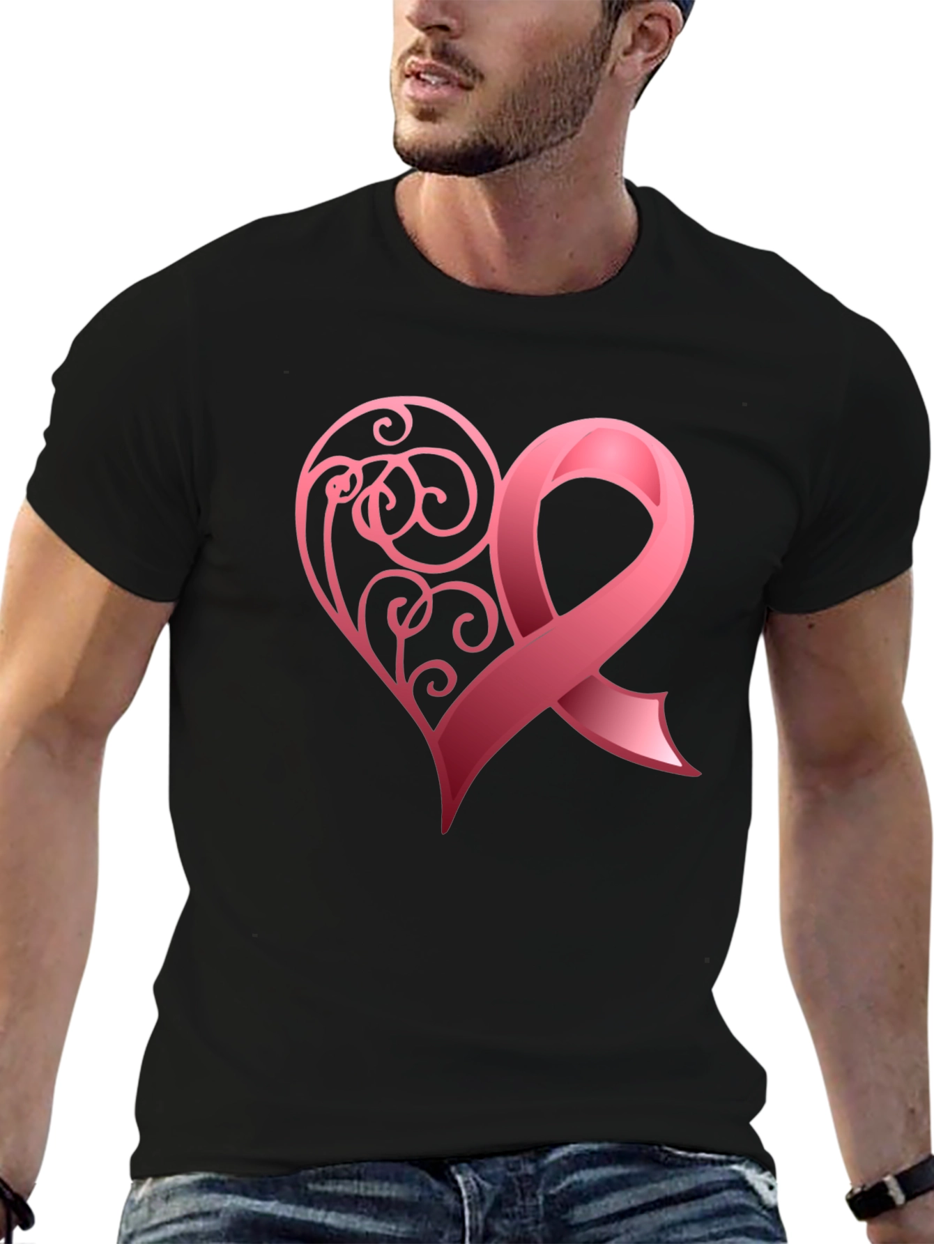 Breast Cancer Awareness Heart Ribbon T-Shirt