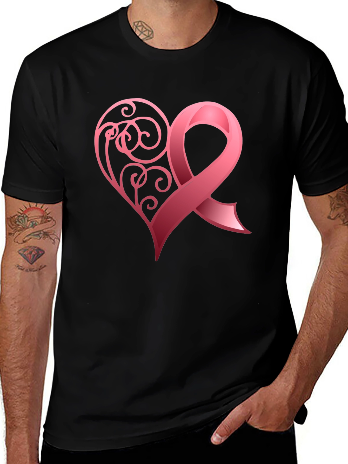 Breast Cancer Awareness Heart Ribbon T-Shirt