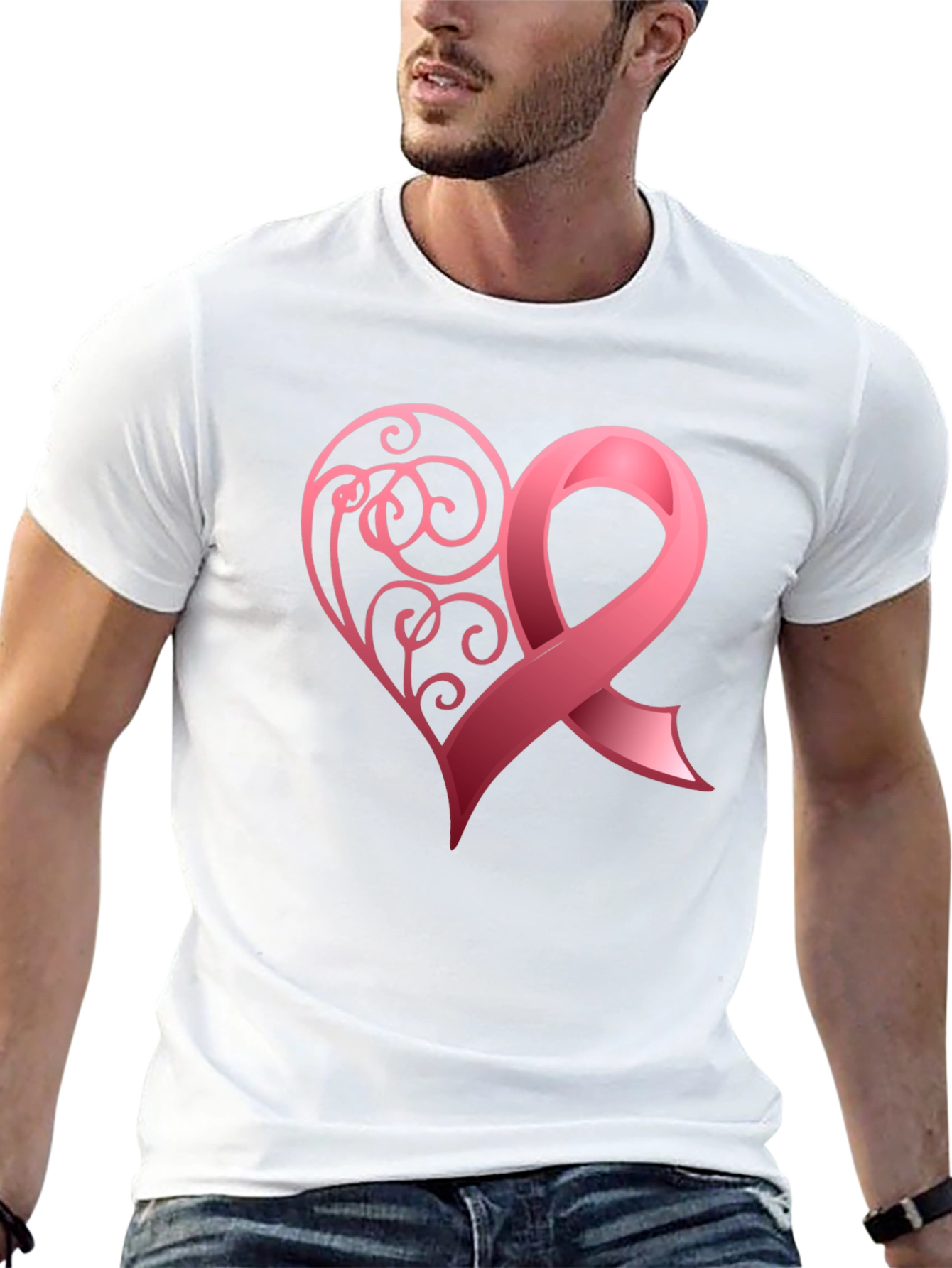 Breast Cancer Awareness Heart Ribbon T-Shirt