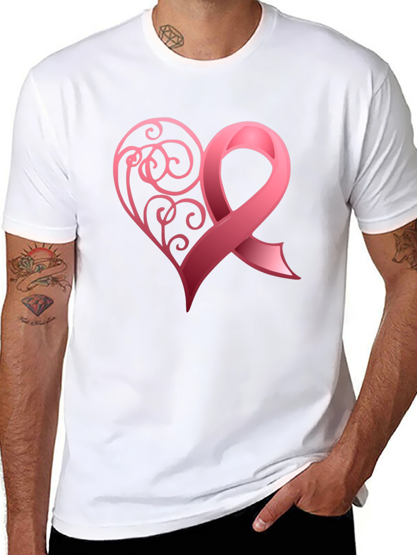 Breast Cancer Awareness Heart Ribbon T-Shirt