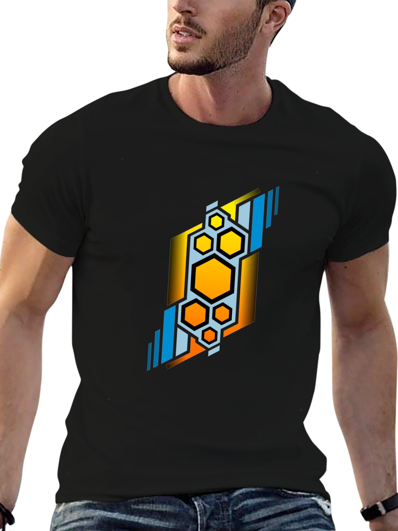 Abstract Hexagon Graphic Tee - Modern Design