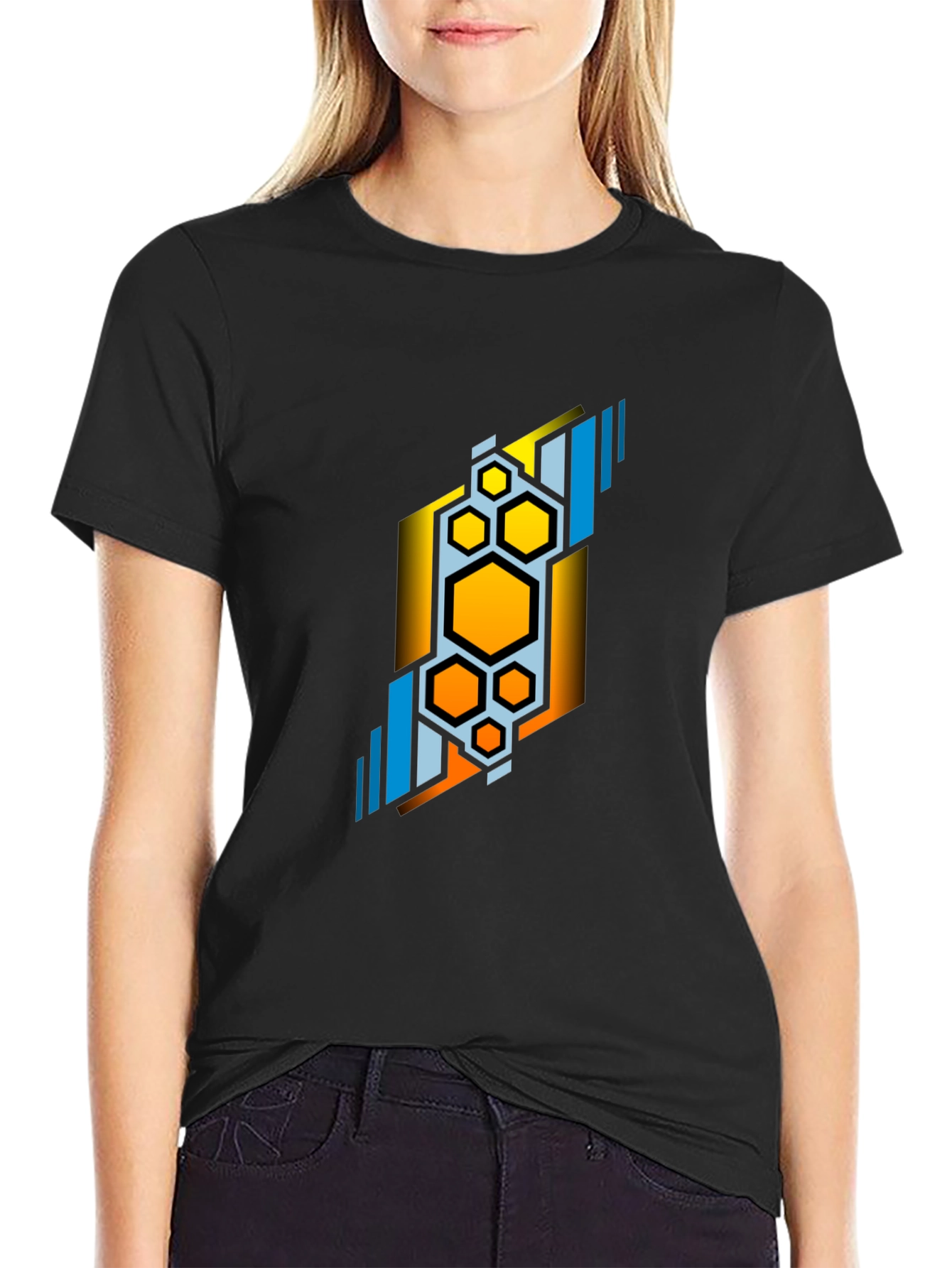 Abstract Hexagon Graphic Tee - Modern Design